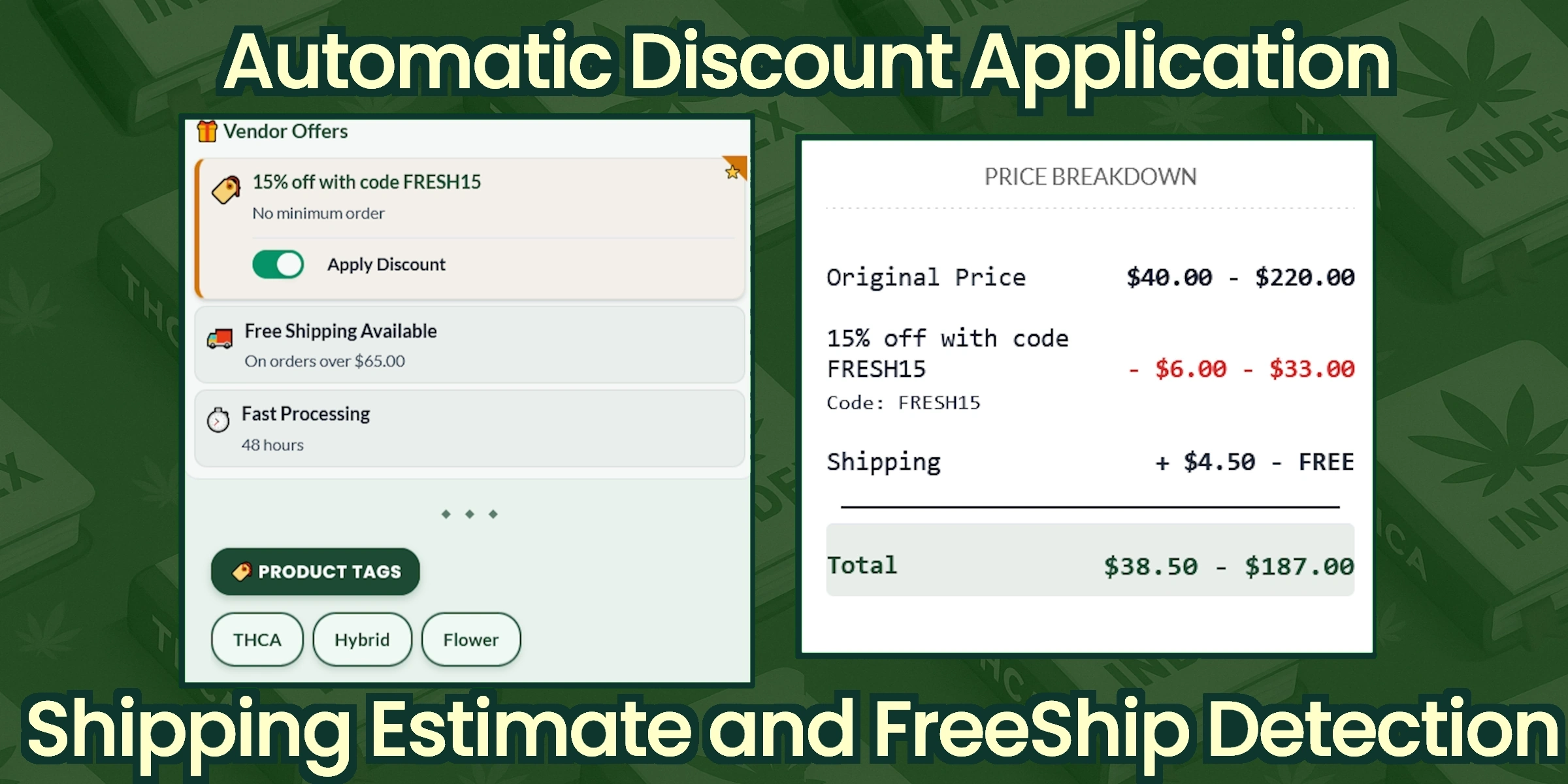 Automatic Discount Application - Shipping Estimate and FreeShip Detection